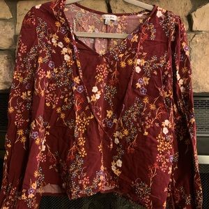 Red Floral Print Crop Top